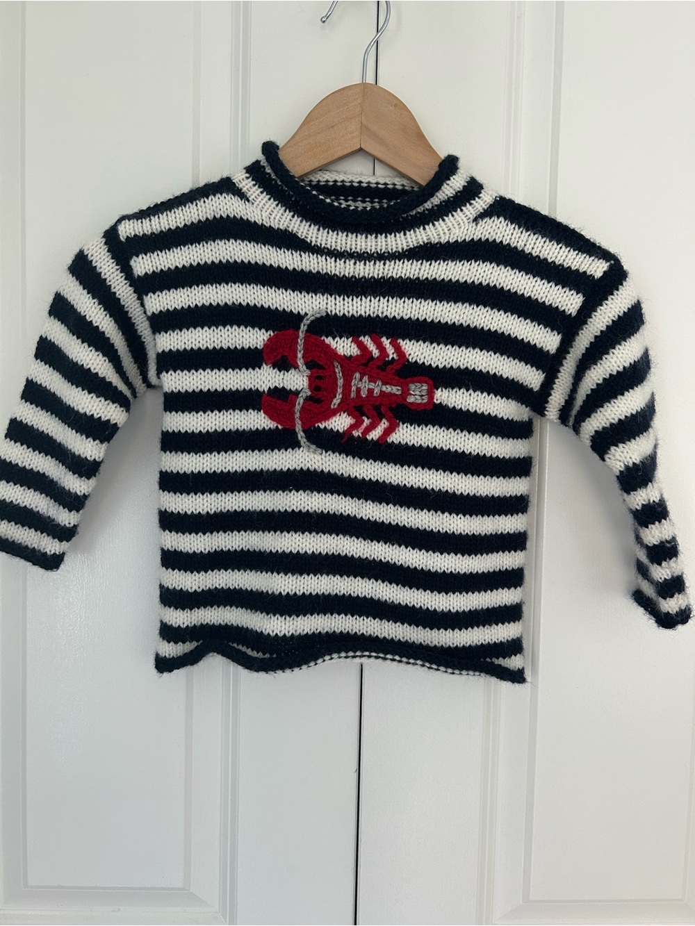 American South Side Alpaca Wool Peru Knit Striped Lobster Pullover Sweater 4